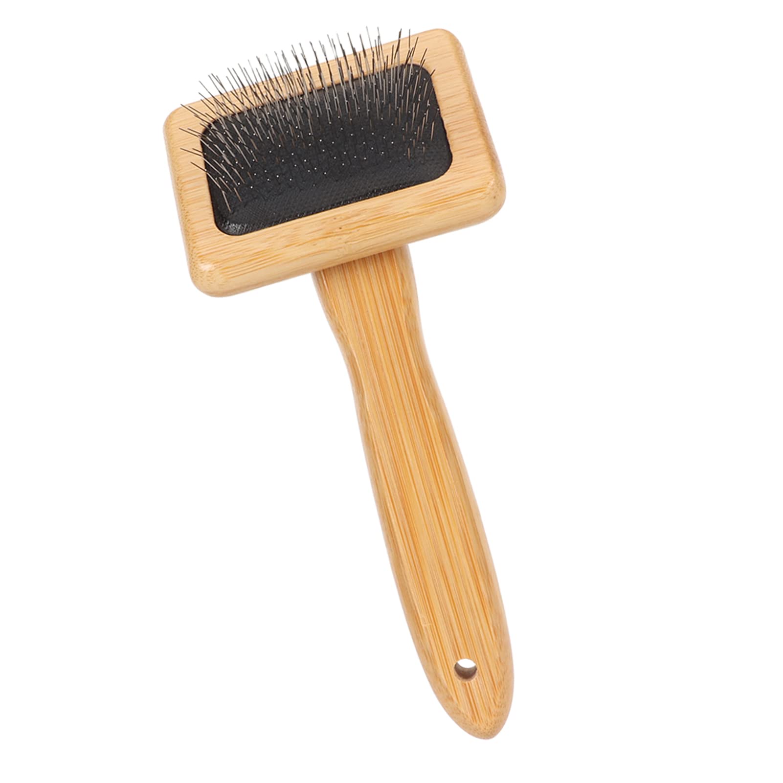 Sorandy Macrame Slicker Comb Pet Slicker Brush, Sheepskin Wool Wire Brush with Hole Air Bag Cushion, Bamboo Handle, All Hair Types, Easy to Clean, Pet Owners
