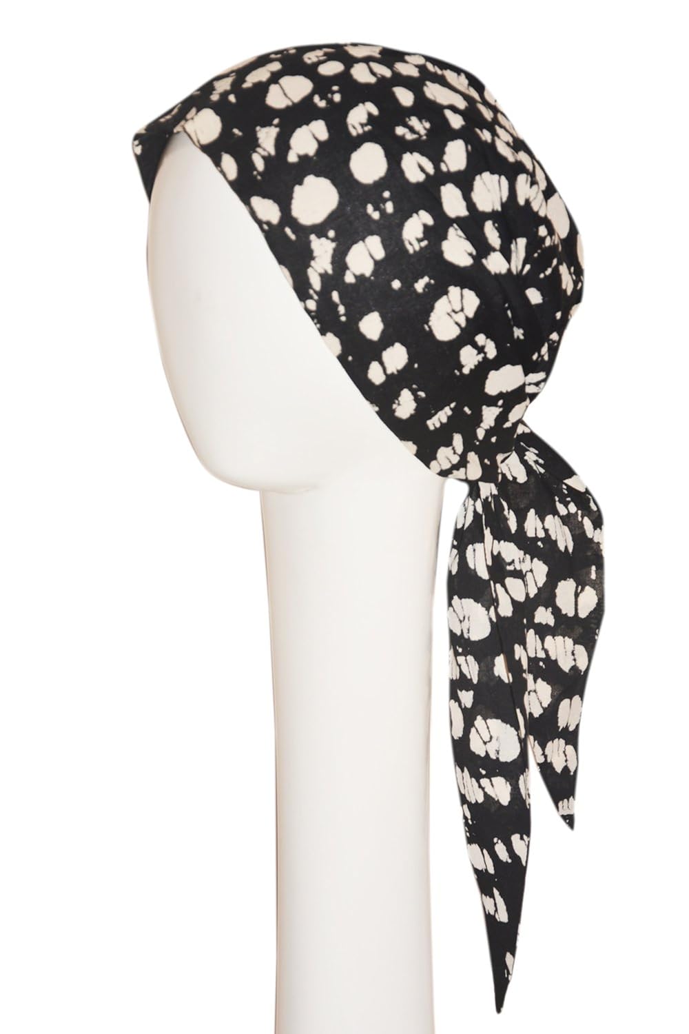 chemo scarves batik play black & white (buy 1 get 1 sleep cap free)