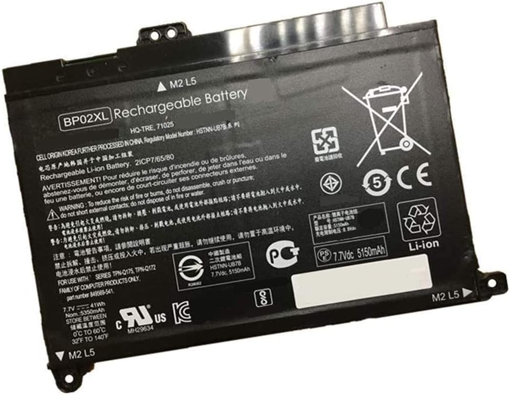 Uniamy BP02XL Replacement Battery for Pavilion PC 15 15-AU000 15-AU010WM 15-AU018WM 15-AW000 HSTNN-UB7B HSTNN-LB7H TPN-Q172 849569-421 849569-541 849569-542 7.6V 30Wh