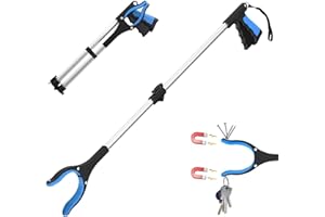 REWKCY Grabber Reacher, 31" Grabbers for Elderly Grab It Reaching Tool with 360° Rotating Jaw & 2 Magnets, Trash Picker Grabber Tool with Hanging Loop