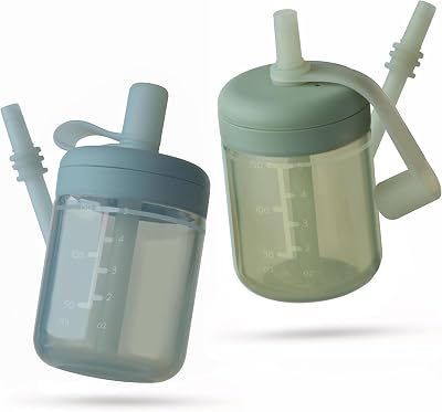 Moonkie Silicone Baby Straw Cup 6 Months Transition for Toddlers