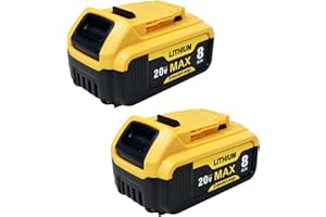 Etikpouon 2-Pack 8.0Ah Replace Battery for Dewalt Replacement for Dewalt 20V Max Batteries Compatible with Dewalt 20V Cordless Power Tools DCB205-2 DCB206 DCB204 DCB203