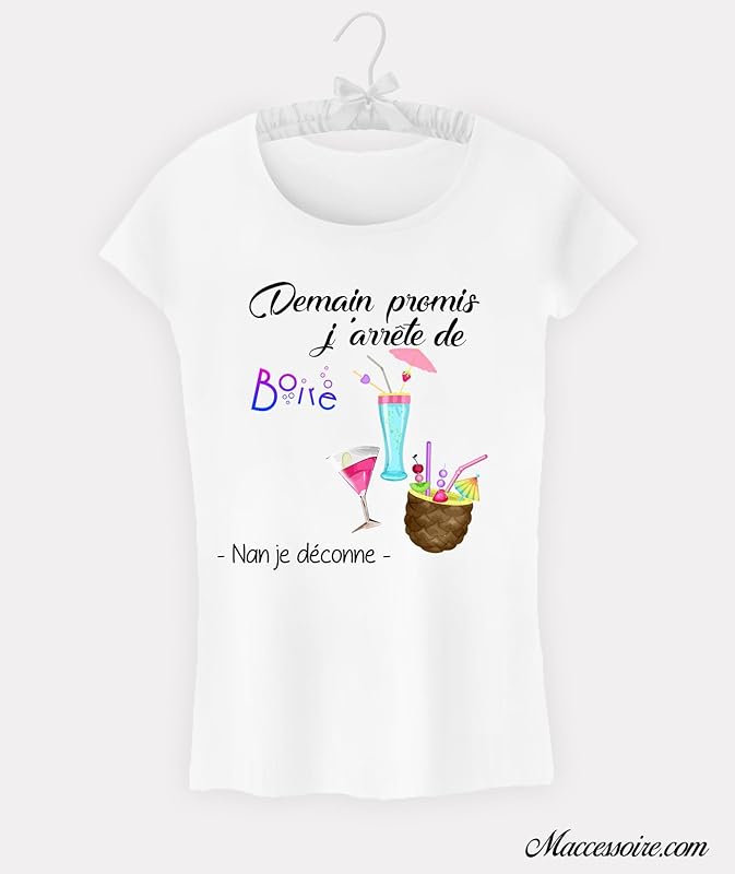 T Shirt Femme Demain Promis J Arrete De Boire Amazon Fr Handmade