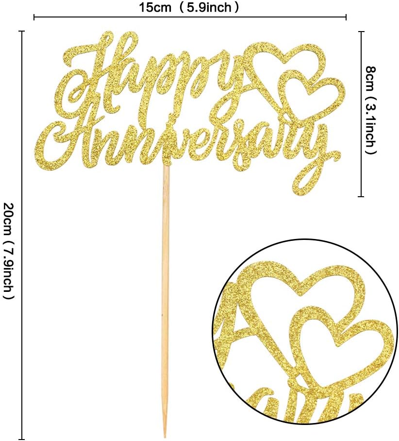 Blumomon 1 Pack Happy Anniversary Cake Topper Anniversary Party Supplies Cake Decoration Wedding Celebration Party Decoration Supplies - Image 3