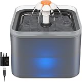 NICREW Cat Water Fountain 2L with LED Light and 3 Modes Gray
