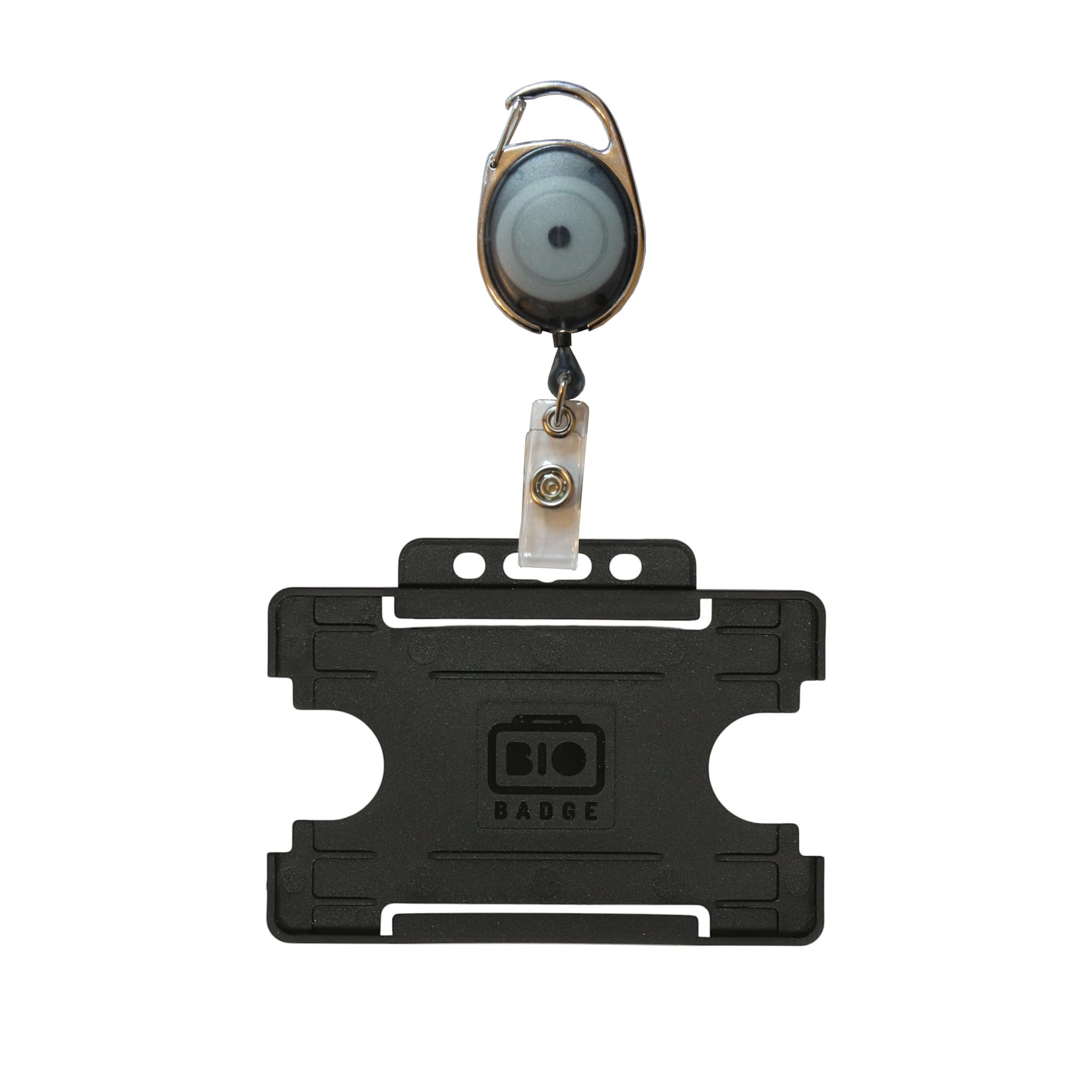 Customcard ltd Premier Yo Yo Badge Pull Reel With Matching Colour Open Faced ID Card Holder Black
