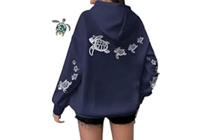 Cocadong Women's Cute sea Turtle Hoodies, Oversized Graphic Sweatshirt, Aesthetic Beach Ocean Hoodie