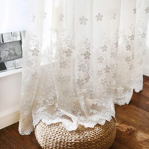 Amazon Com Pureaqu Elegant Sheer Curtains 98 Inches Long Floral