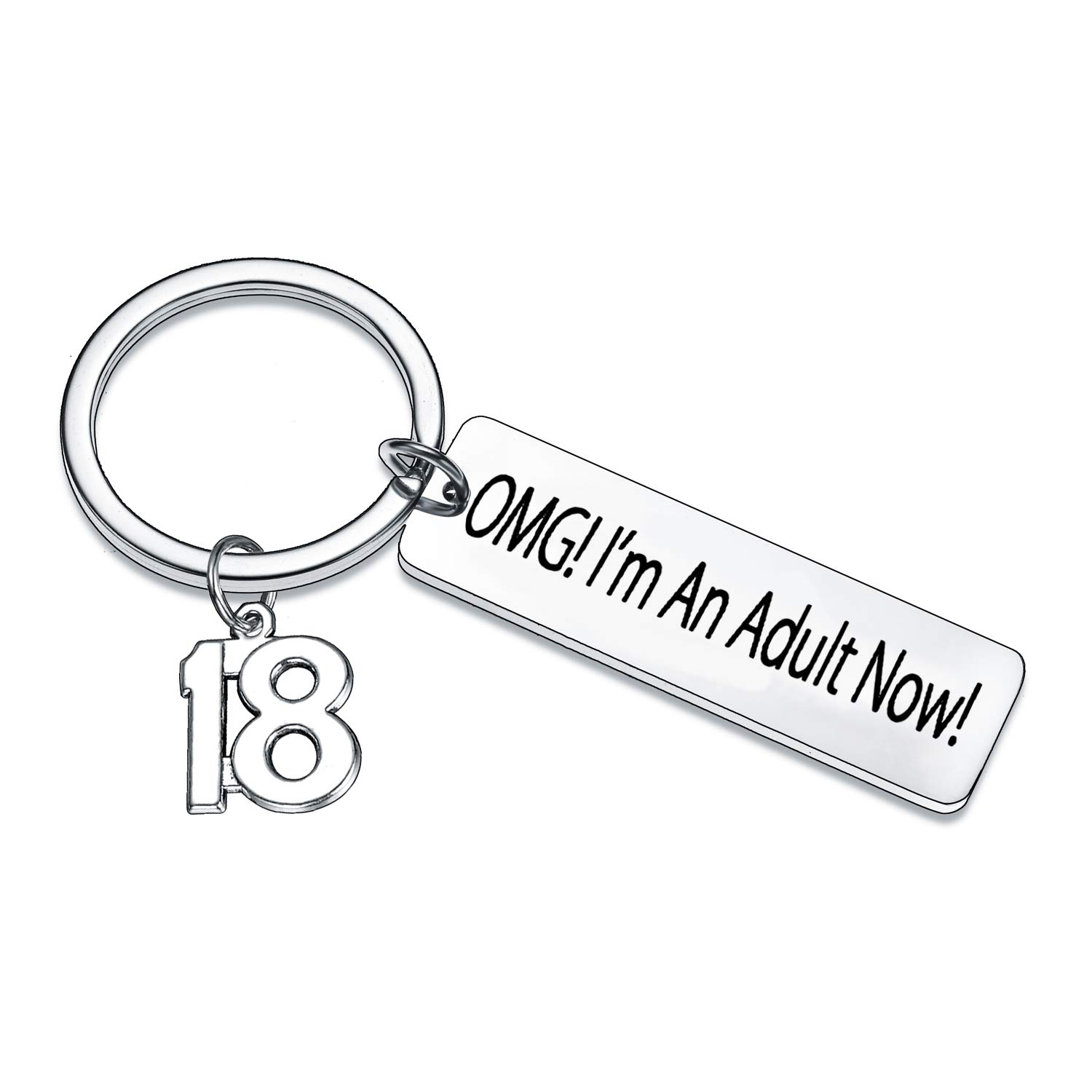 Waeceip 18th Birthday Gifts Birthday Keyring Gifts For Girls Boys Key Ring Birthday Keychain Best Friend Keychain (18th Birthday OMG! Keyring)
