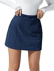 Wenrine Womens Mini Skirt High Waisted Basic Casual