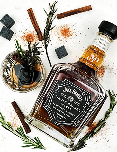 Whiskey Glasses and Stones Gift Set - Luxury Drink Kit with Premium Basalt Chilling Rocks (8 cubes), Glasses of 2, Tongs, Velvet bag in Exclusive Wood Decor Box - for wine, bourbon, scotch - by ÉLEVER