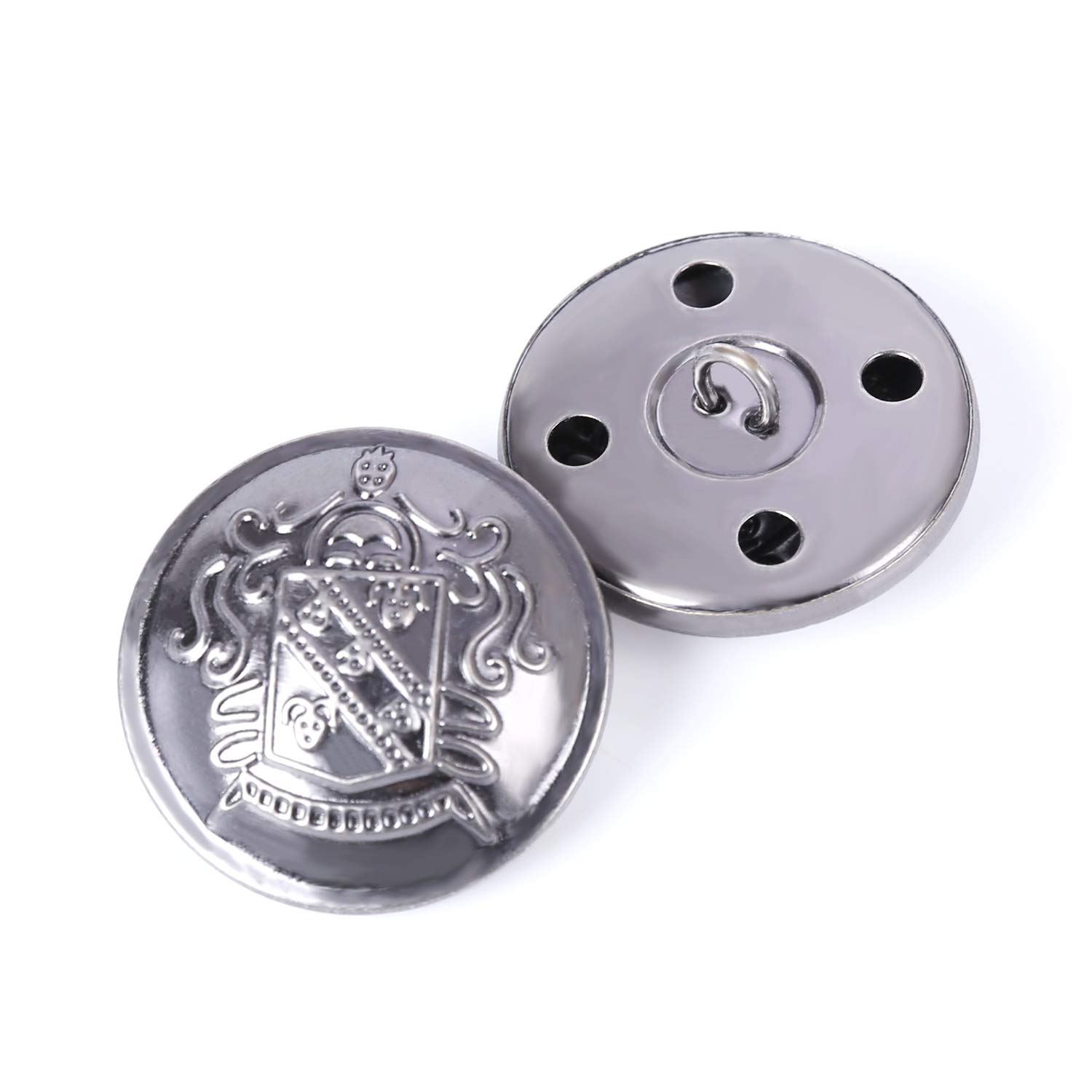 Retro Metal Shank Buttons Suit Coat Buttons Decorative Fastener Sewing Accessories Pack of 12, Antique Sliver-28mm