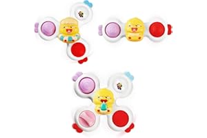 NUMBERFUN 3PCS Suction Cup Spinner,Baby Bath Toys for 1 Year Old Girl & Boy,Sensory Toys for Baby 12-18 Months,Bathtub Ducks Spinner Montessori Toys for Babies,1st Christmas Birthday Gifts for Boys & Girls