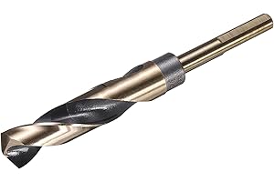 uxcell 23/32" Drill Bit 3/8" Reduced Shank 3-Flat M35 Cobalt 5% High-Speed Steel Twist Black and Gold Finish 135° Drill for H