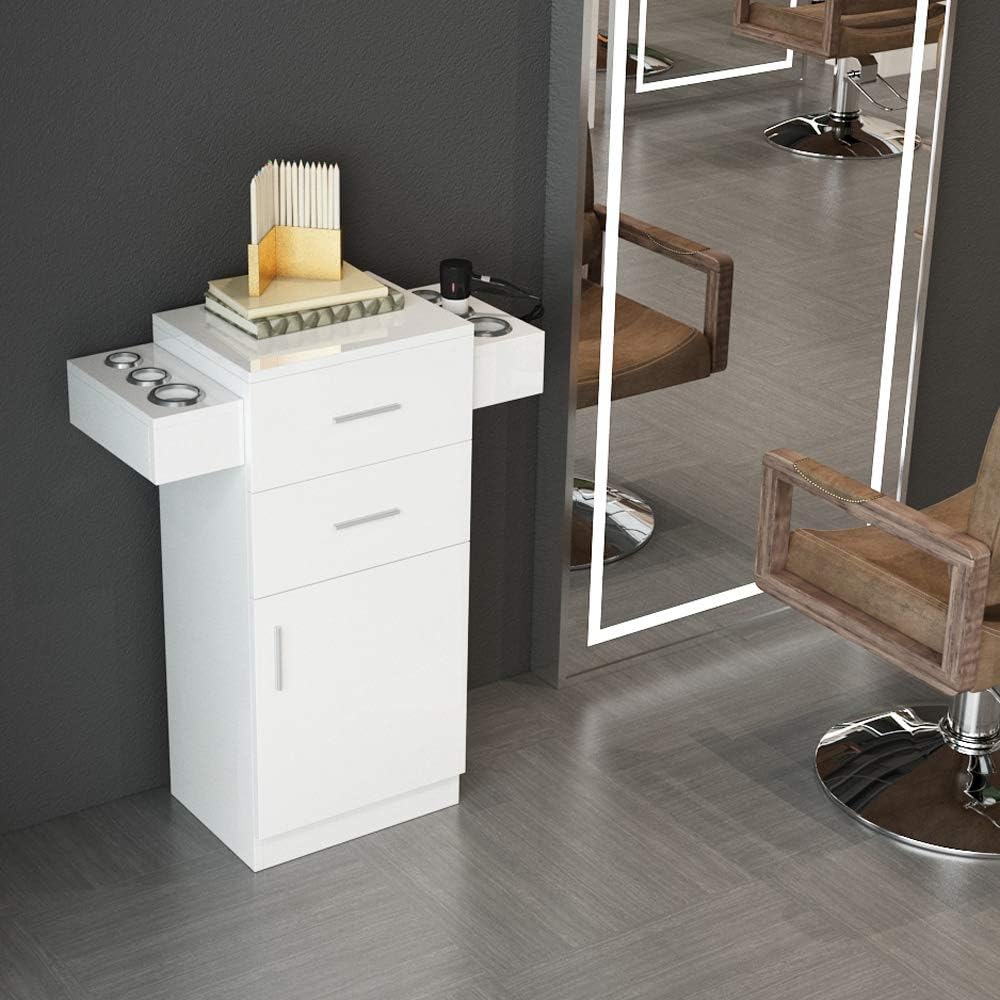 Pannow Salon Wood Storage Station Cabinet, 2 Drawer & 1 Large Cabinet Salon Hair Styling Equipment Drawer with Lock,Beauty Furniture Hairdressing Cabinet Storage Coloring Station: Kitchen & Dining