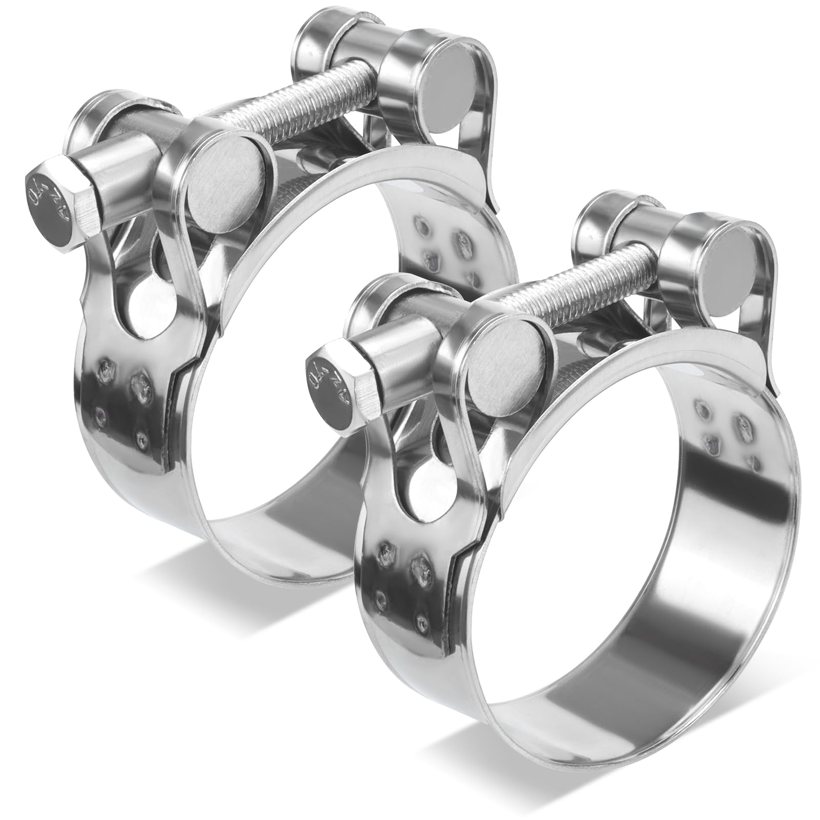 Fomiata 2Pcs 201 Stainless Steel T-Bolt Hose Clamps,Clamp Range 48-51mm ， Band Width 22mm (48-51mm 2pcs)