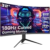 KTC 32 inch Curved Gaming Monitor, 2K 180Hz 1440P PC Monitor, 1500R Frameless, 1ms, HDR, FreeSync Premium, DisplayPort/HDMI/USB, VESA Wall Mount, H32S17