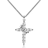 OOTDAY Crown Cross Necklace for Women, 14K Gold Silver Cubic Zirconia Crown Cross Necklace, Diamond Gold Silver Cross Necklaces, Dainty Cross Faith Simple Trendy Charm Jewelry Gift for Women