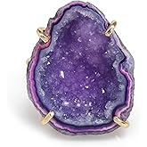 Dazzle Appeal Elegant Geode Druzy Gemstone Statement Ring for Women, Adjustable Ring, Gold Plated Stone Size 20-25mm
