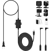 Uogw 50Ft/15m Outdoor Power Adapter Compatible with Wyze Cam V4,Duo Cam Pan,WYZE Pan V4/V3/V2/OG,Cam V3,Long Flat Extension Cable Replace for Plug,IP67 Waterproof Power Cable - Black