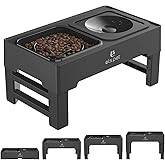 ELS PET Raised Dog Bowls 4 Heights Adjustable, Elevated Dog Bowls Stand with Slow Feeder Dog Bowl & No Spill Dog Water Bowl, 
