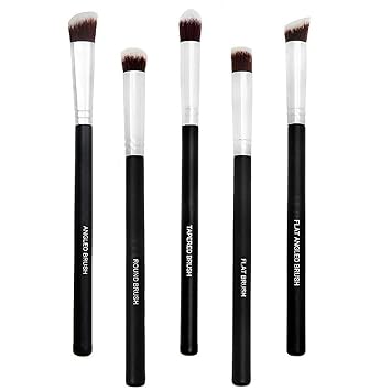 Spanking Eyeshadow Kabuki Makeup Small Eye Shadow Brushes Set (Black) -5 Pieces