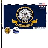 VOLTA 2x3 ft Navy Emblem Double Sided Heavy Duty Outdoor Flag, 3-Ply Weather Resistant Polyester w/Canvas Header/Brass Grommets (Authentic Mirror Design)