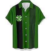 St. Patrick's Day Shirt for Men Button Down Irish Shamrock Prints Vintage Short Sleeve Shirts Casual Loose Fit Shirts