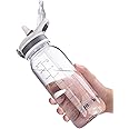 VENNERLI Water Bottle BPA-Free 32oz Water Bottles with Straw Lid Leakproof Tritan Water Jugs Dishwasher Safe Drinking for Home Fitness Outdoor Hiking Workouts (N-1L Clear)