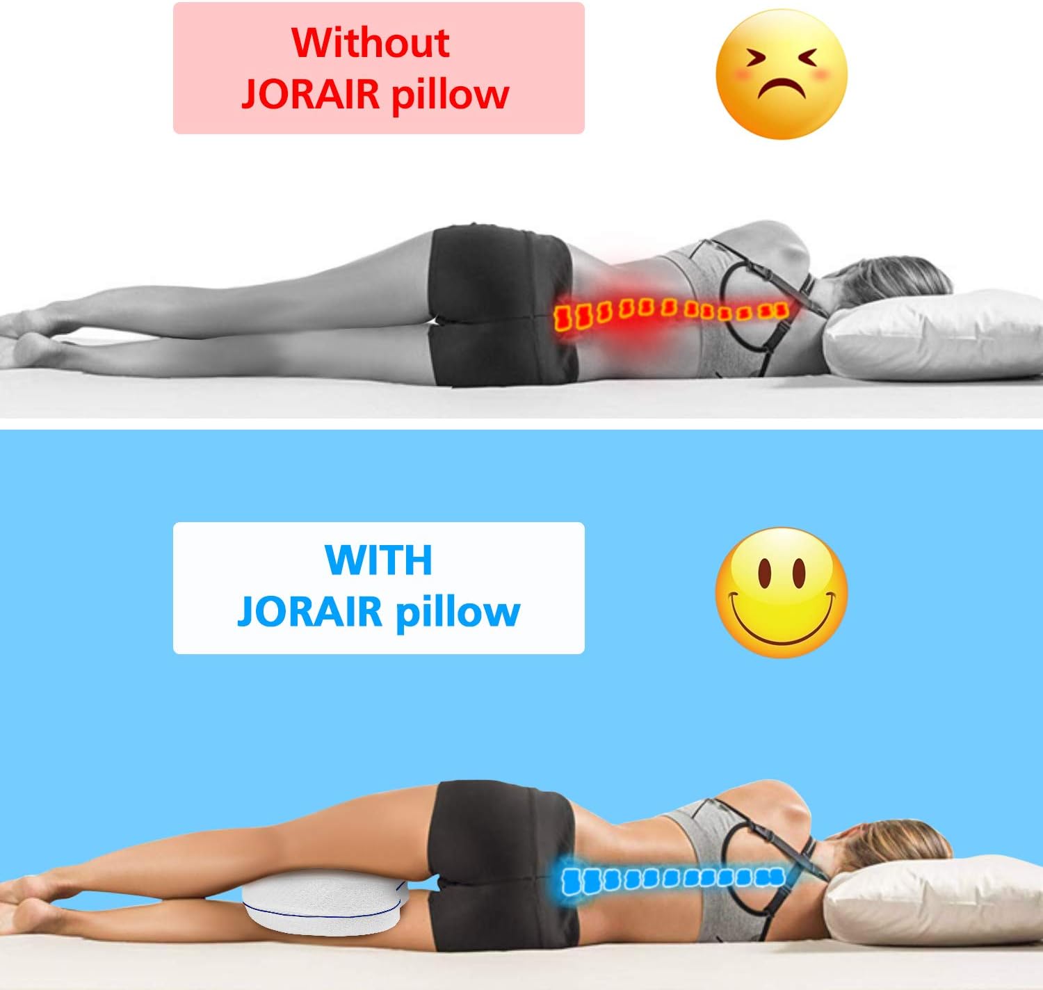 JORAIR Knee Pillow, Leg Pillow with Riser Vent, Knee Pillow for Sleeping, Back Pain, Leg Pain, Pregnancy, Hip and Joint Pain: Home & Kitchen