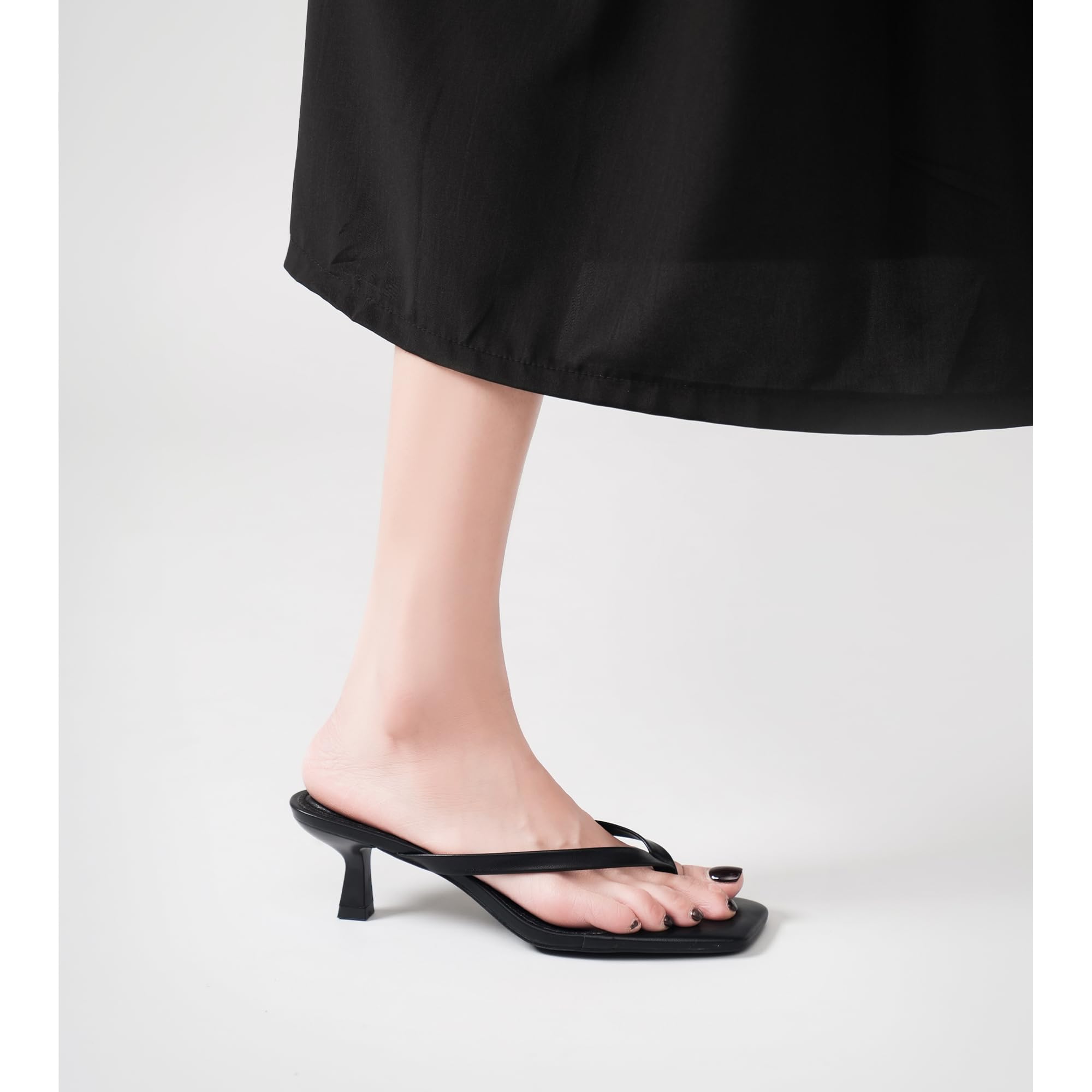 LULLASONG Women's Kitten Heels Sandals Square Open Toe Flip Flop Heels 1.8-2 Inch Heeled Sandals for Women
