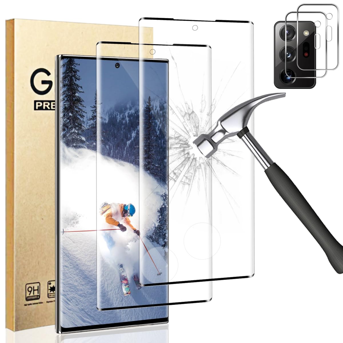 Photo 1 of (2+2 Pack) for Note 20 Ultra Screen Protector with Camera Lens Protector, Full Clarity Coverage, 9H Tempered Glass, Ultrasonic Fingerprint Support, Anti Bubble, for Samsung Note 20 Ultra (6.9 Inch)