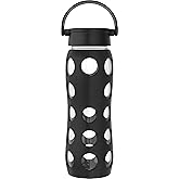 Lifefactory 22-Ounce BPA-Free Glass Water Bottle with Classic Cap and Protective Silicone Sleeve, Onyx