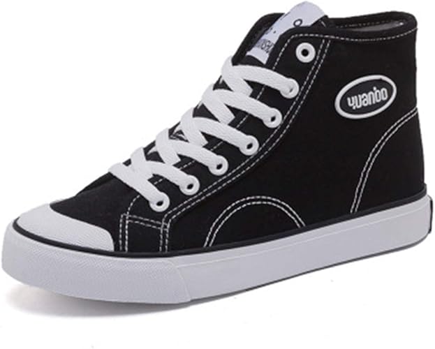 Amazon 8xui スニーカー レディース レースアップ キャンバス ハイカット フラットシューズ 編み上げ スニーカーブーツ キャンバス スニーカー レディース 大きいサイズ 通勤 仕事 歩きやすい 無地 おしゃれ 通勤 通学 旅行 学生 スニーカー