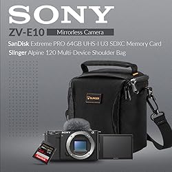 Sony ZV-E10 Mirrorless Camera, Black Bundle with