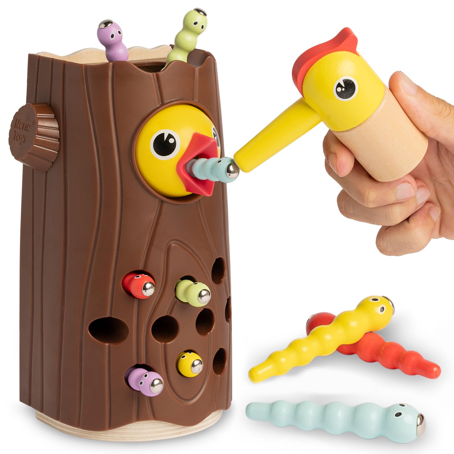 Nene Toys Little Woodpecker, Montessori Toy for Toddlers 2-4 Years Old – Educational Magnetic Toy for Kids 2 3 Years, Enhances Fine Motor Skills and Color Recognition – Gift for Boys and Girls