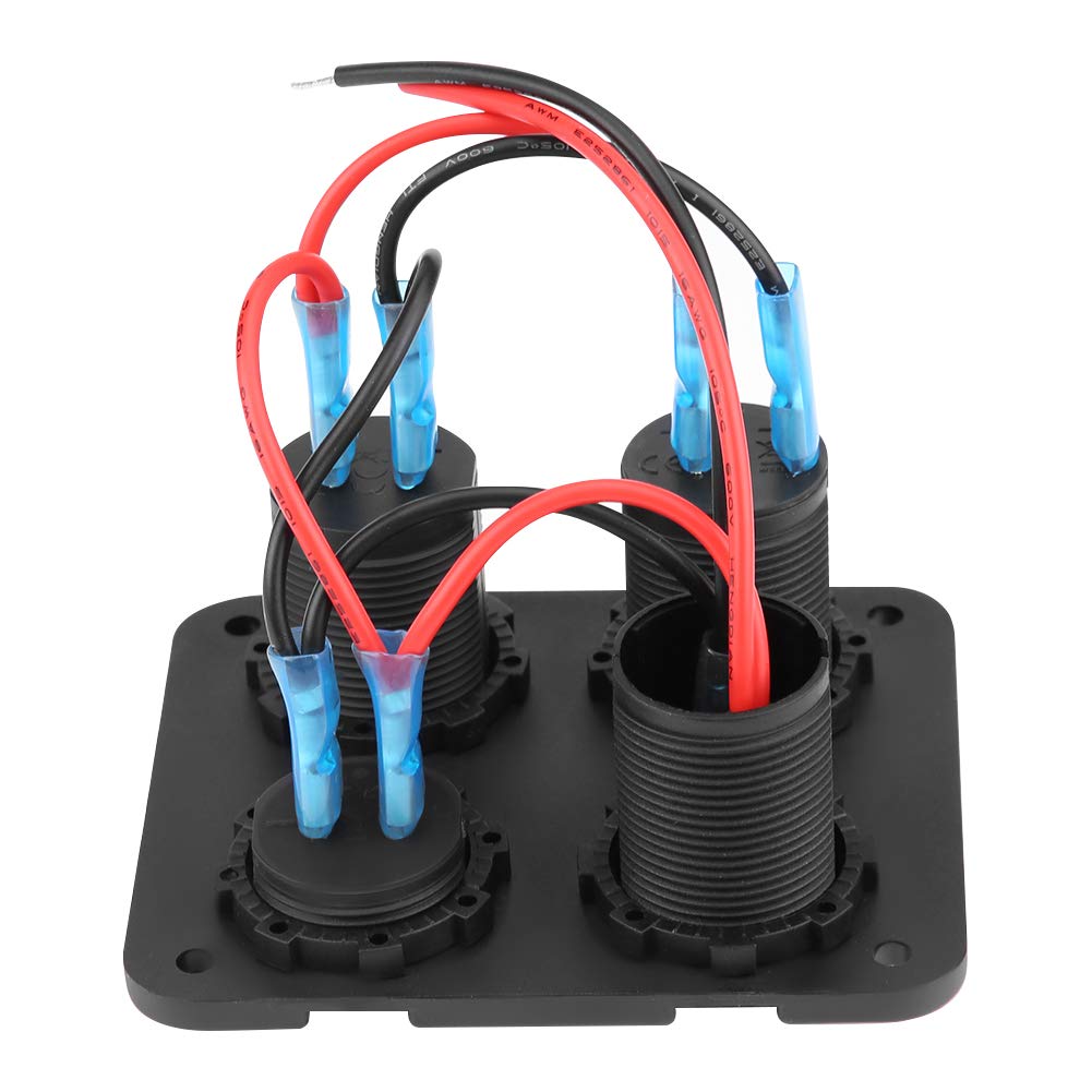 4 Gang 12V/24V DC Toggle Switch Panel, Waterproof Blue Green Light Dual USB Car Voltmeter Switch(blue)