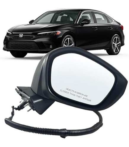 Dasbecan Espejo Lateral del Lado Izquierdo del Conductor Compatible con Honda Civic 2022-2025 Con Vidrio Eléctrico, Plegado Manual, Coincide con Blanco Perla Platino Reemplaza# HO1320350 76208T20A01