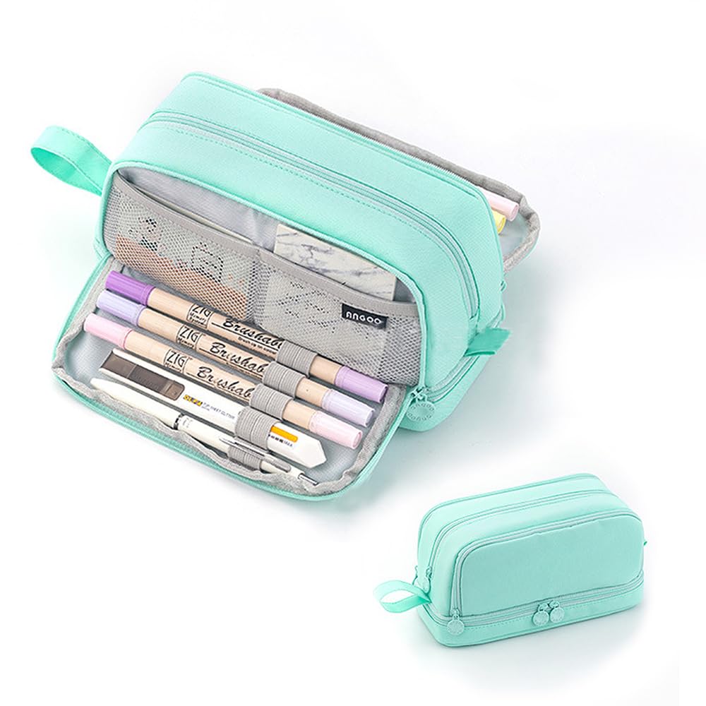 HIQE-FL Pencil Case Girls Teenagers, Cute Pencil Case, Large Capacity Pencil Case, Durable Pencil Case, Pencil Case Zip, Bag Perfect for School Office, scgrün, 22 x 9 x 11 cm, Daily