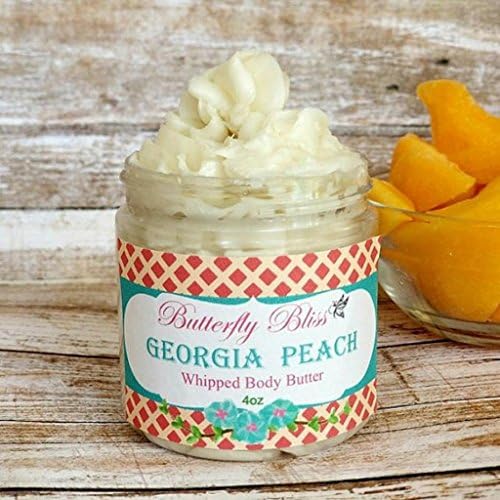 Georgia Peach Whipped Body Butter, natural lotion, organic, 4oz jar, made with shea butter, mango butter, coconut oil, almond oil
