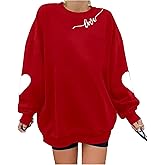 Valentines Sweatshirts for Women Valentines Shirts Valentine's Gifts Oversized Heart Love Long Sleeve Shirts