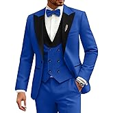Mens Tuxedo Suit Set 3 Piece Wedding Party Suits for Mens Tuxedo for Men Slim Fit Outfit with Bow-Tie