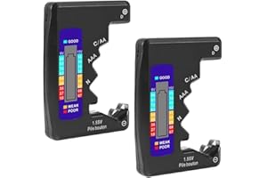 2pcs Battery Tester Checker Universal Battery Tester Black for Battery C D 9V AA AAA 1.5V for AA AAA C D 9V 1.5V Button Cell 