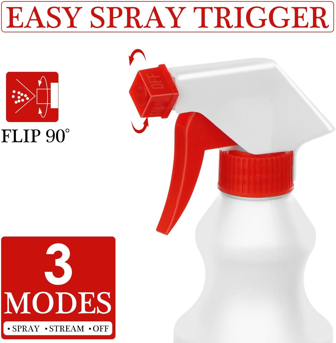 BrightU Plastic Spray Bottle (2 Pack, 16 Oz，All-Purpose) for Home, Garden, Chemicals, and Other Cleaning Solutions, 3 Modes Adjustable Nozzle, 100% Leak-Off, Alcohol Safe : Garden & Outdoor