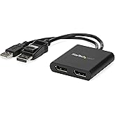 StarTech.com Dual-Monitor DisplayPort 1.2 Splitter, DP to 2x DP Multi-Monitor Adapter, 4K 30Hz/1080p 60Hz MST Hub for Windows