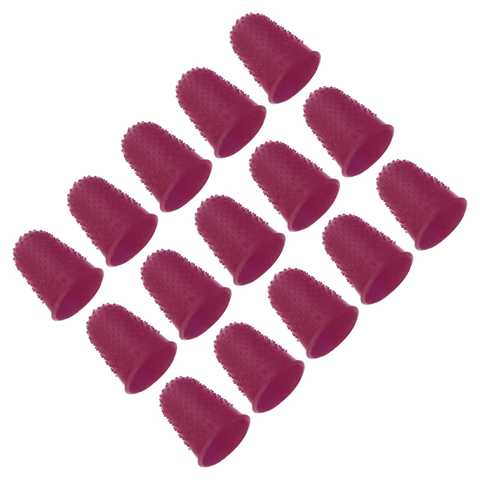 PATIKIL Rubber Finger Tips, 15 Pack Silicone Thumb Fingertip Protector Finger Cots Covers Guard Pads Thimble Grips for Office Counting Sewing, Rose Red XL Size