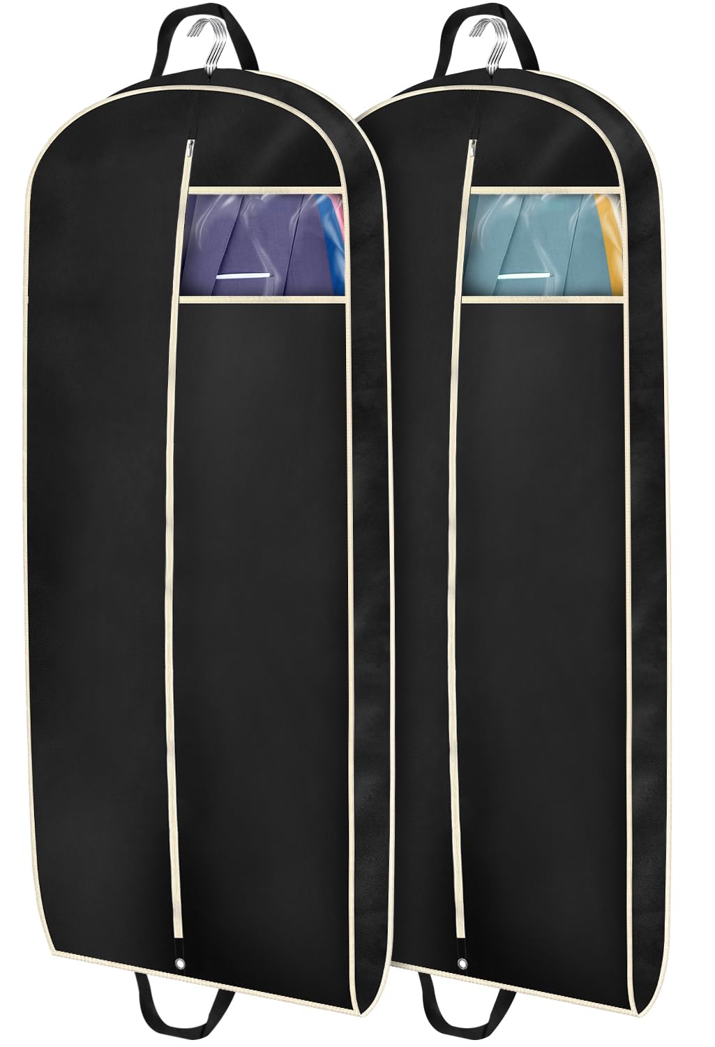 MISSLO 54" Travel Suit Bags for Men Garment Covers for Clothes Breathable Carrier Dress Garment Bag for Storage with Handle and Gusseted, Pack of 2
