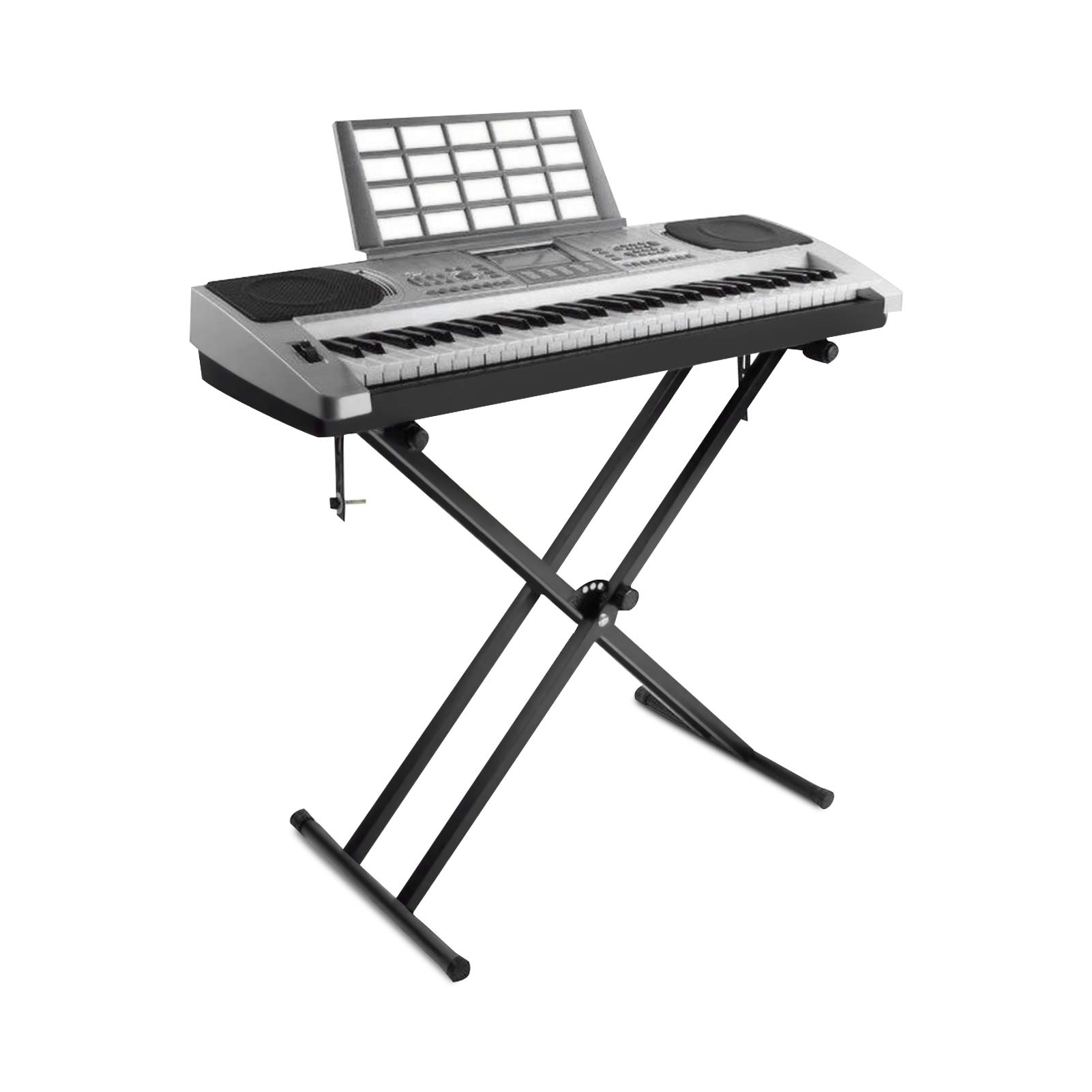 Ejoyous Keyboard Stand, Double Braced X Frame Universal Metal Adjustable Piano Keyboard Stand, Black, 95 x 43cm