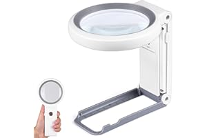 Magnifying Glass with Light and Stand, Foldable Handheld Magnifying Glass 18 LED Illuminated Lighted Magnifier for Macular De