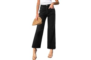 SIDEFEEL Women's Wide Leg Jeans High Waisted Stretchy Jeans Straight Leg Ankle Denim Pants with Slant Pockets